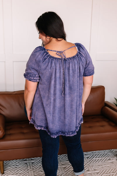 OUTLET - You've Been Tagged Purple Mineral Wash Top - Large
