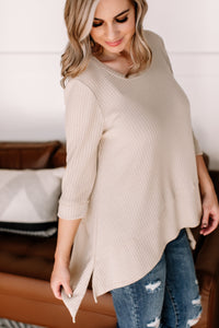 OUTLET - Carry A Tunic In Natural Waffle Knit - Large