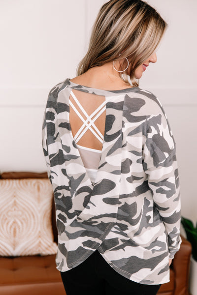 OUTLET - Hideaway Open Back Camo Top - Large