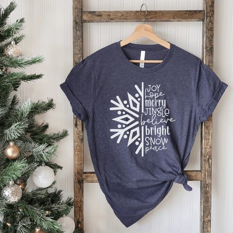 Joy Hope Merry Snowflake Soft Graphic Tee