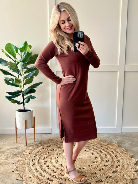 Midi Dress in Toasted Almond