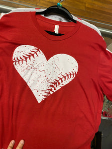 Red Baseball Heart tee