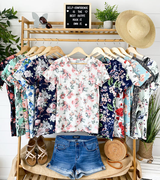 IN STOCK Olivia Tee - Tropical Mint Floral FINAL SALE