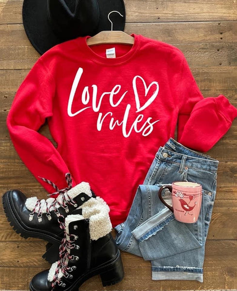 Red Love rules sweatshirt