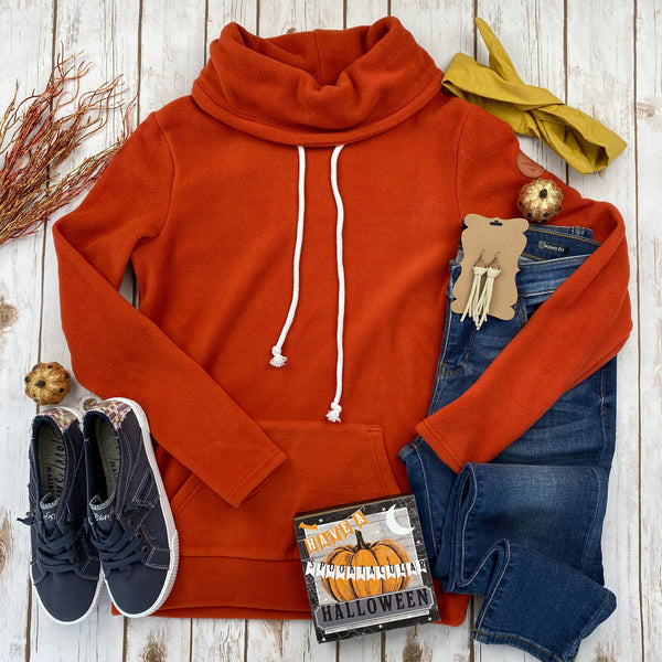 IN STOCK Cozy Cowl Neck Sweatshirt - Pumpkin