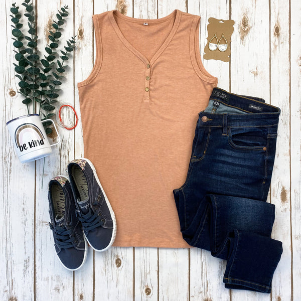 IN STOCK Addison Henley Tank - Heathered Clay FINAL SALE