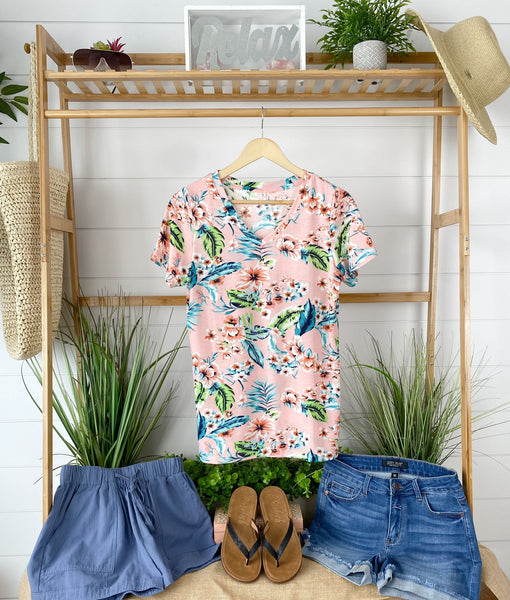 IN STOCK Olivia Tee - Tropical Pink Floral FINAL SALE