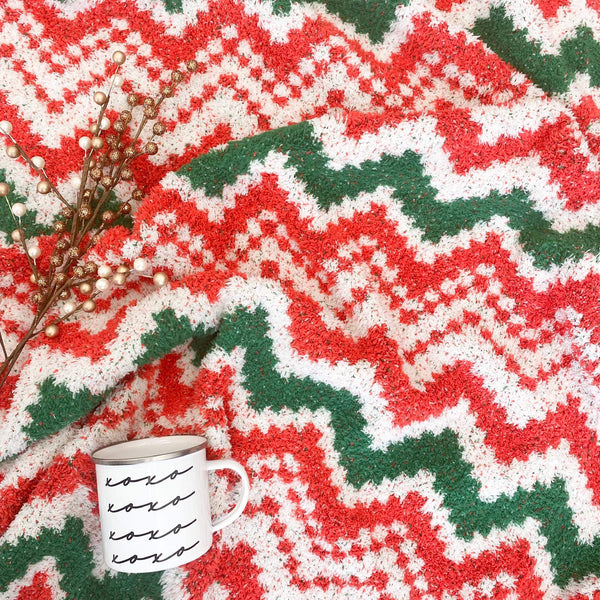 IN STOCK Plush and Fuzzy Blanket - Holiday Chevron