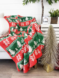IN STOCK Plush and Fuzzy Blanket - Trees and Snowflakes